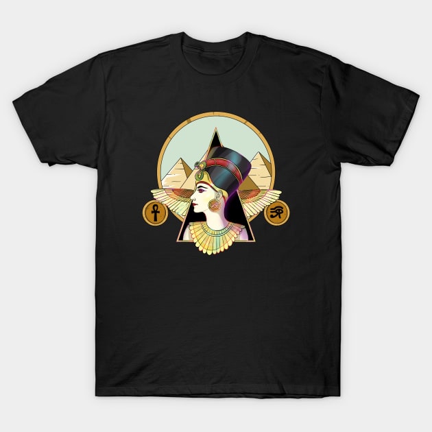 Ancient Egypt Goddess Nefertiti T-Shirt by Trendy Black Sheep